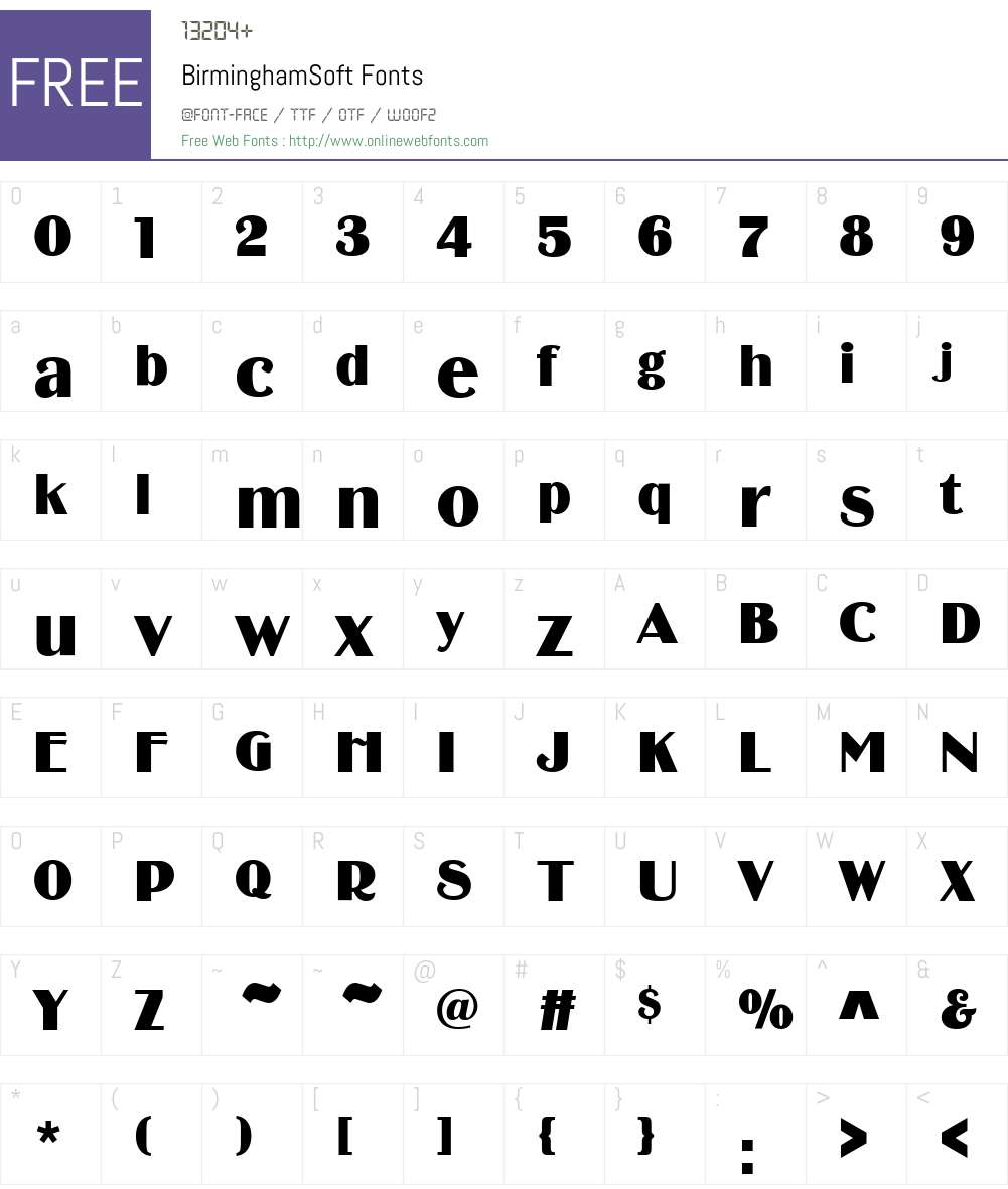 BirminghamSoft Font Screenshots