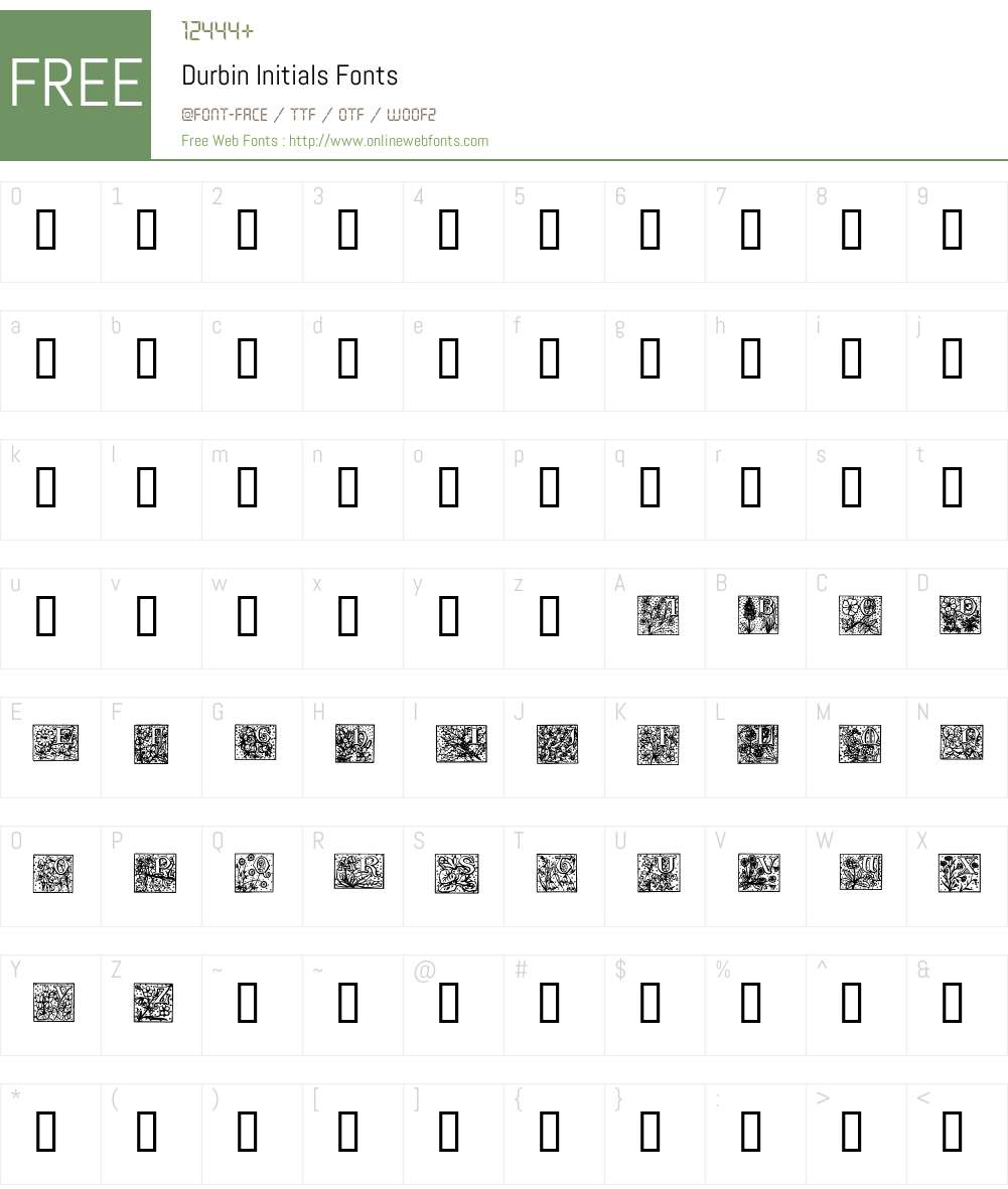 Durbin Initials Font Screenshots