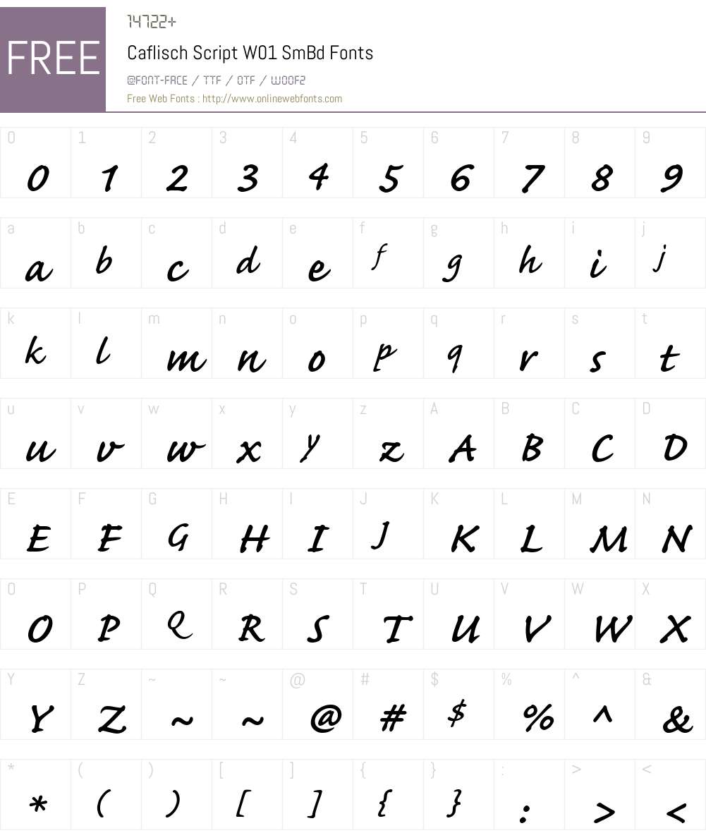 CaflischScriptW01-SmBd Font Screenshots