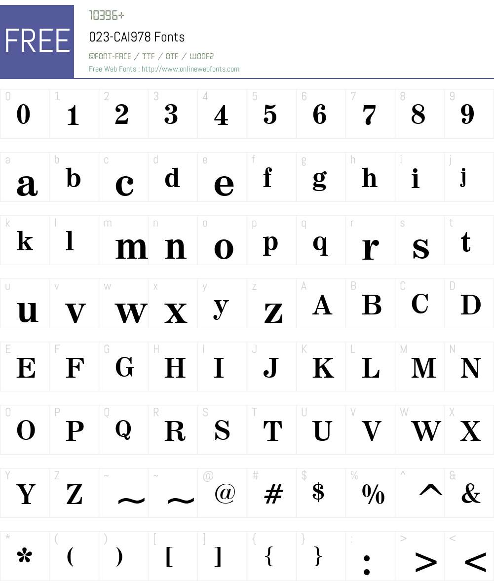 023-CAI978 Font Screenshots