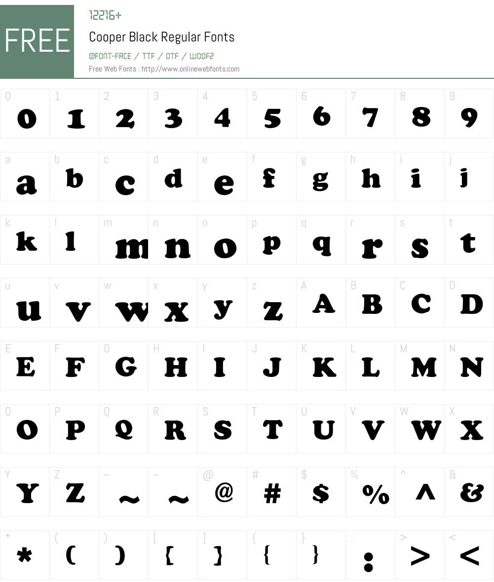 Cooper Black BQ Font Screenshots