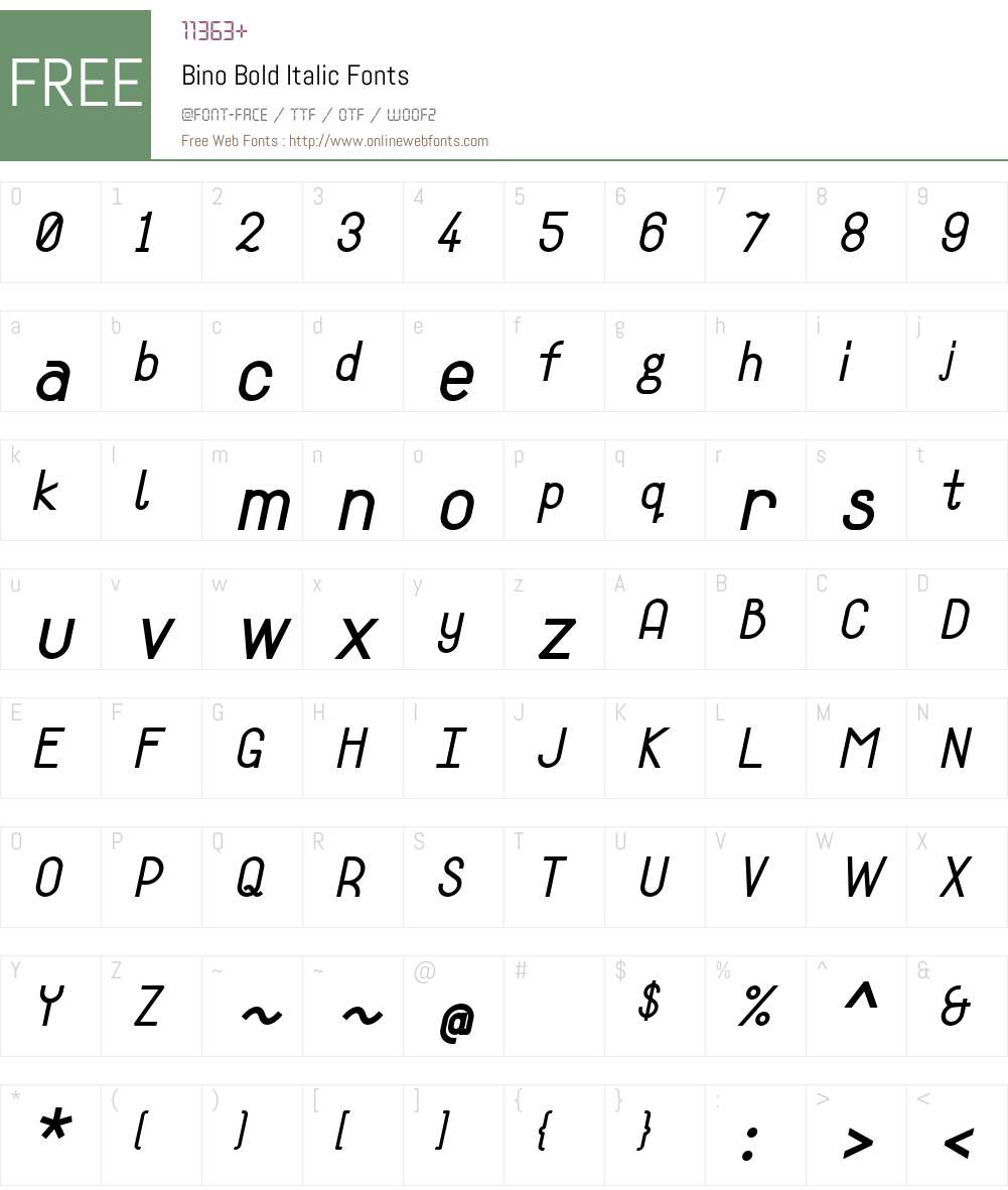 Bino Font Screenshots