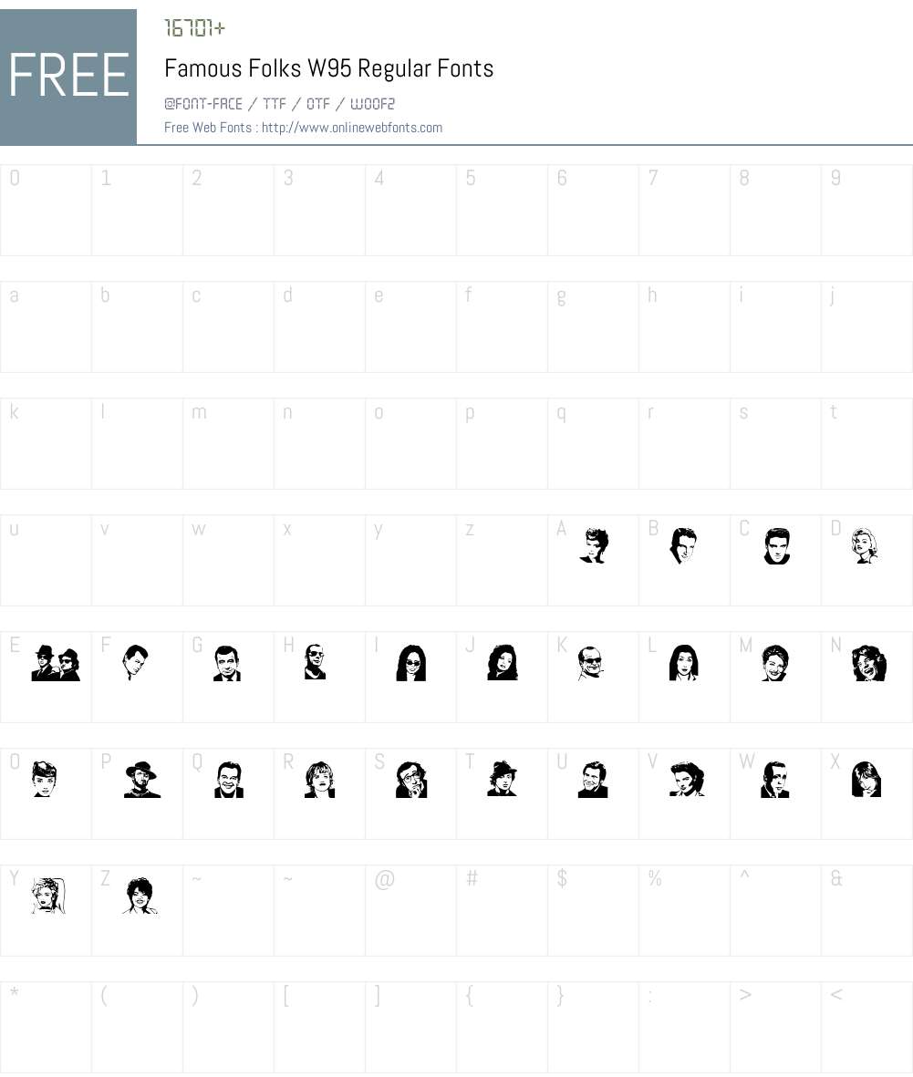 FamousFolksW95-Regular Font Screenshots