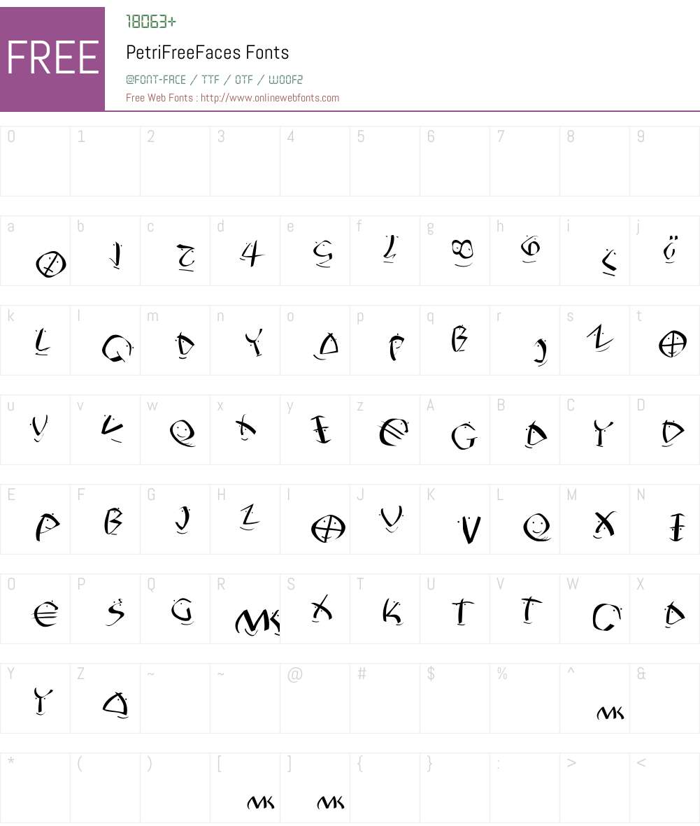 PetriFreeFaces Font Screenshots