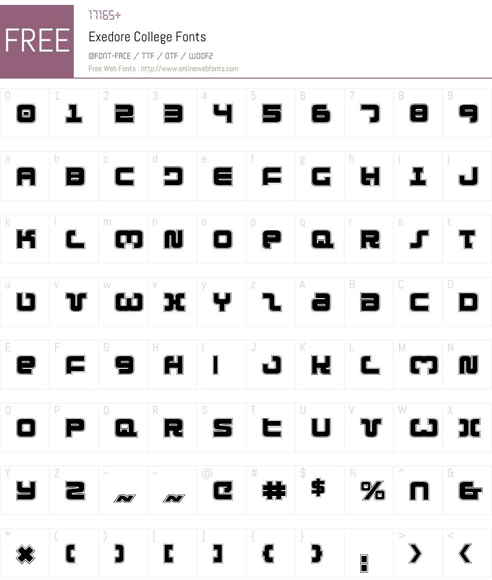 Exedore College Font Screenshots