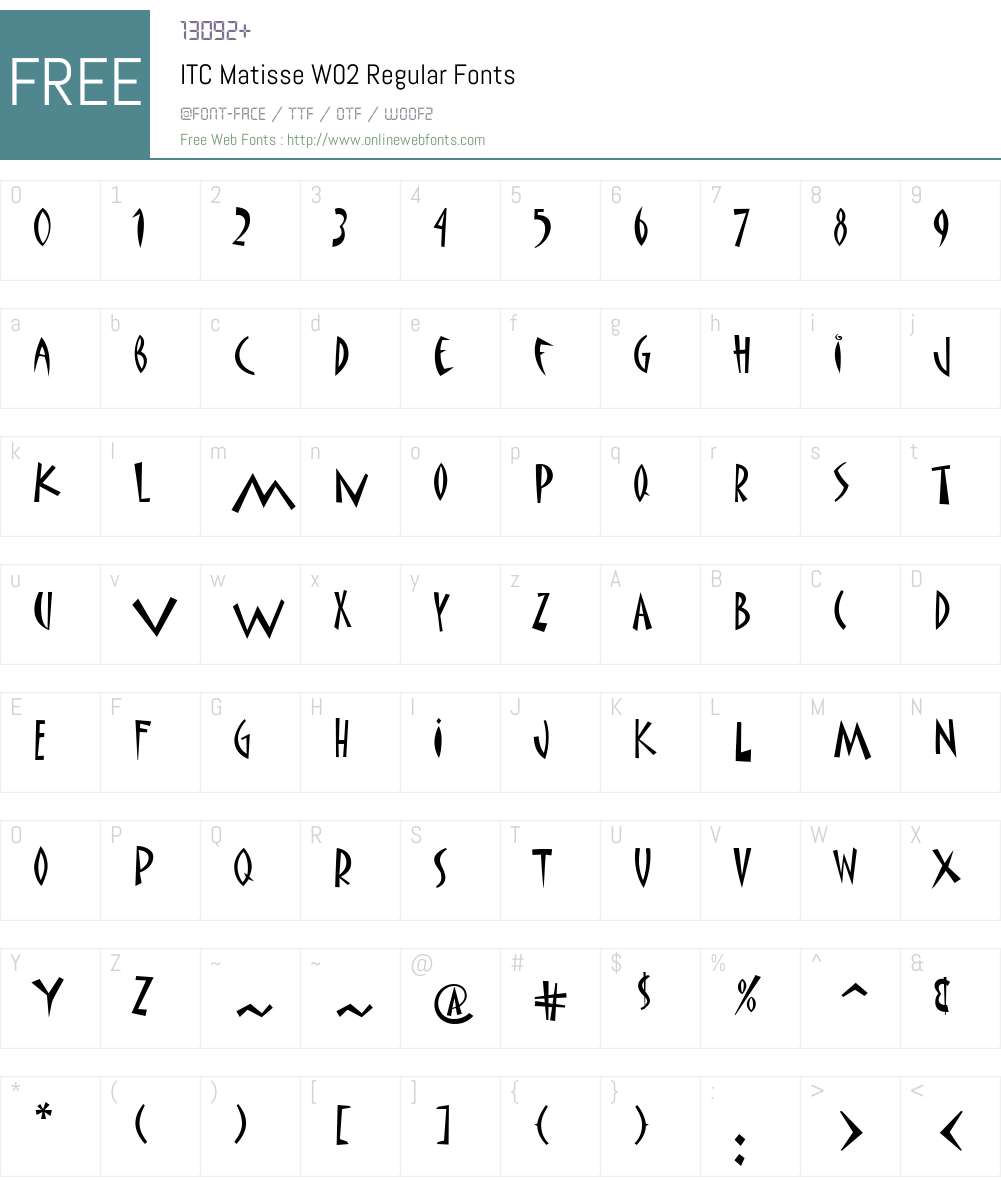 ITC Matisse Font Screenshots