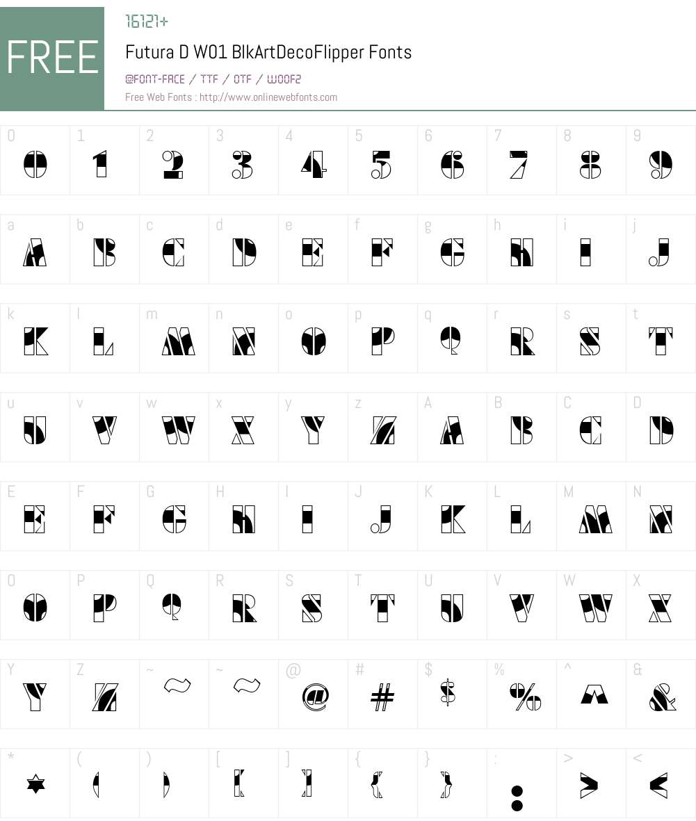 FuturaDW01-BlkArtDecoFlppr Font Screenshots