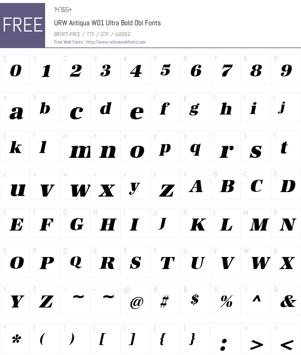 URWAntiquaW01-UltraBoldObl Font Screenshots