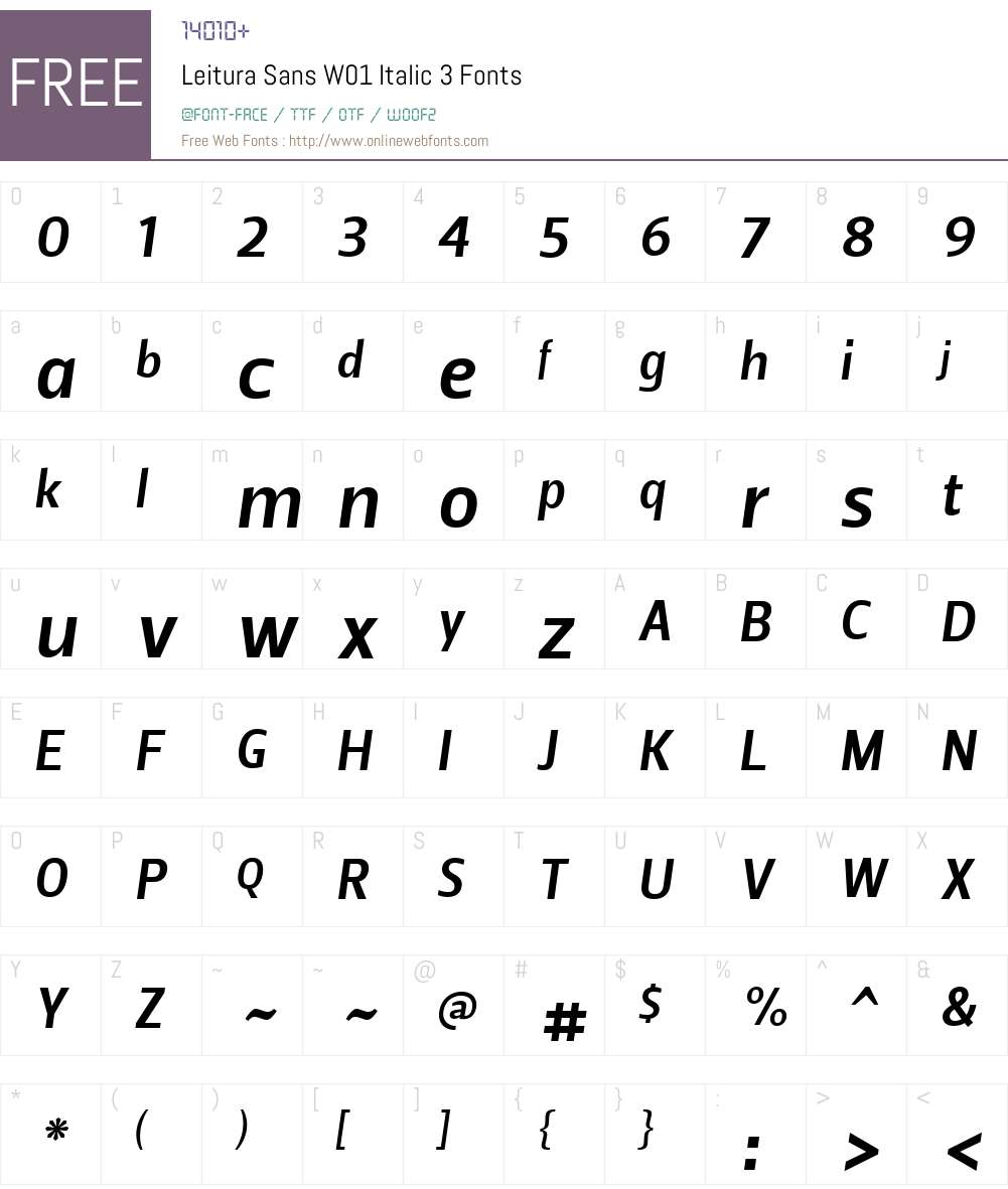 LeituraSansW01-Italic3 Font Screenshots