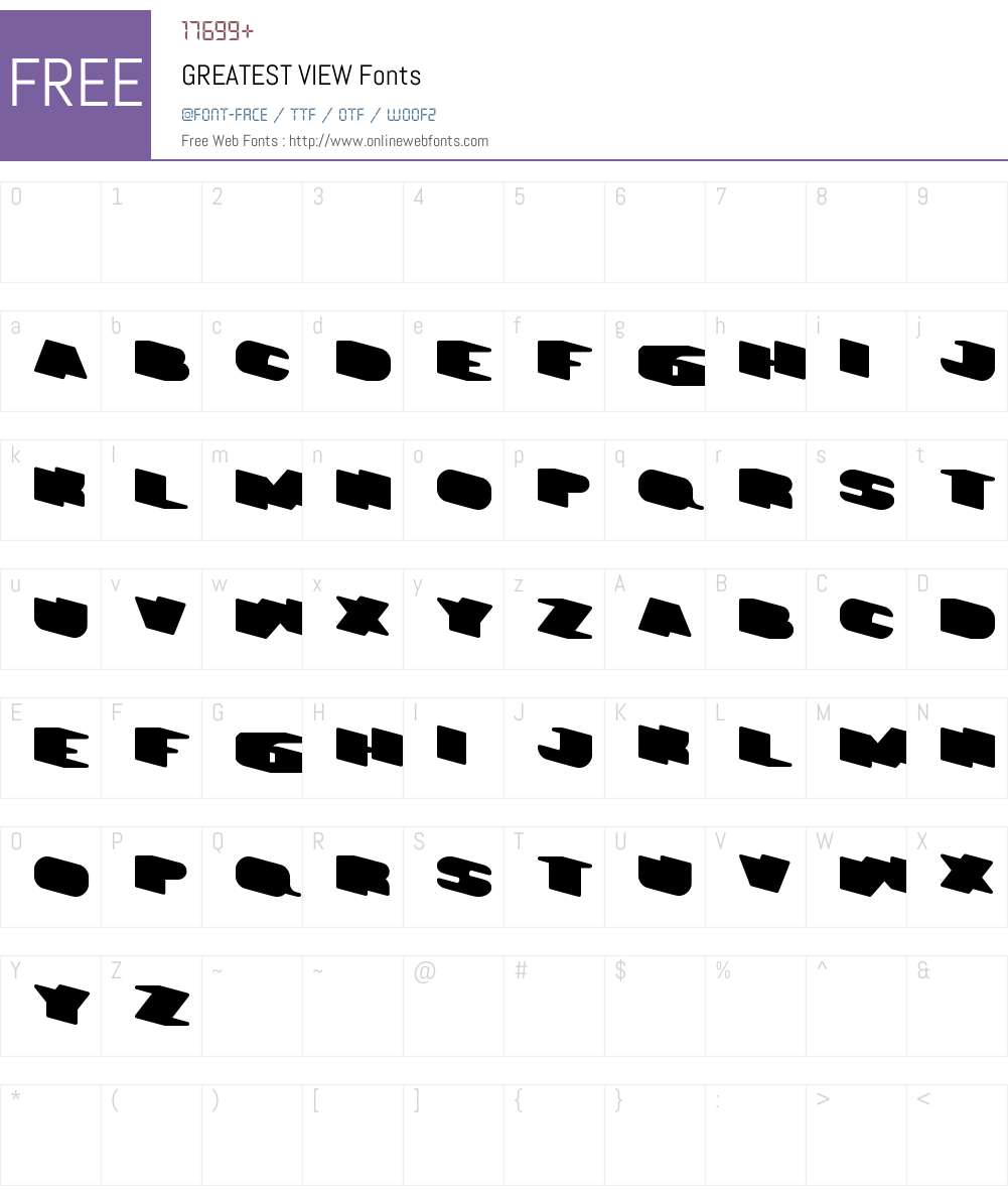 GREATEST VIEW Font Screenshots