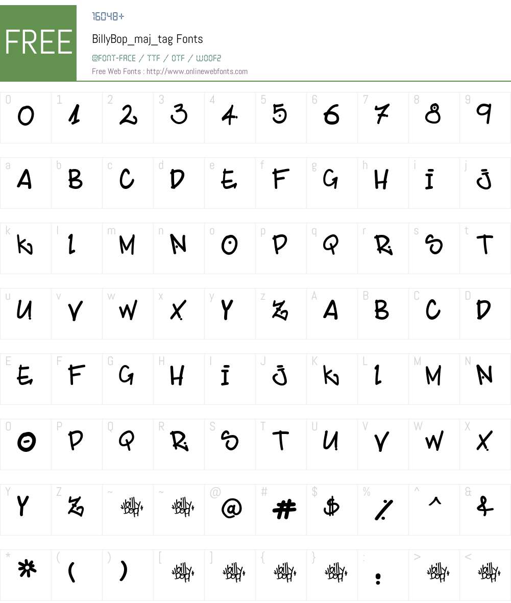 BillyBop_maj_tag Font Screenshots