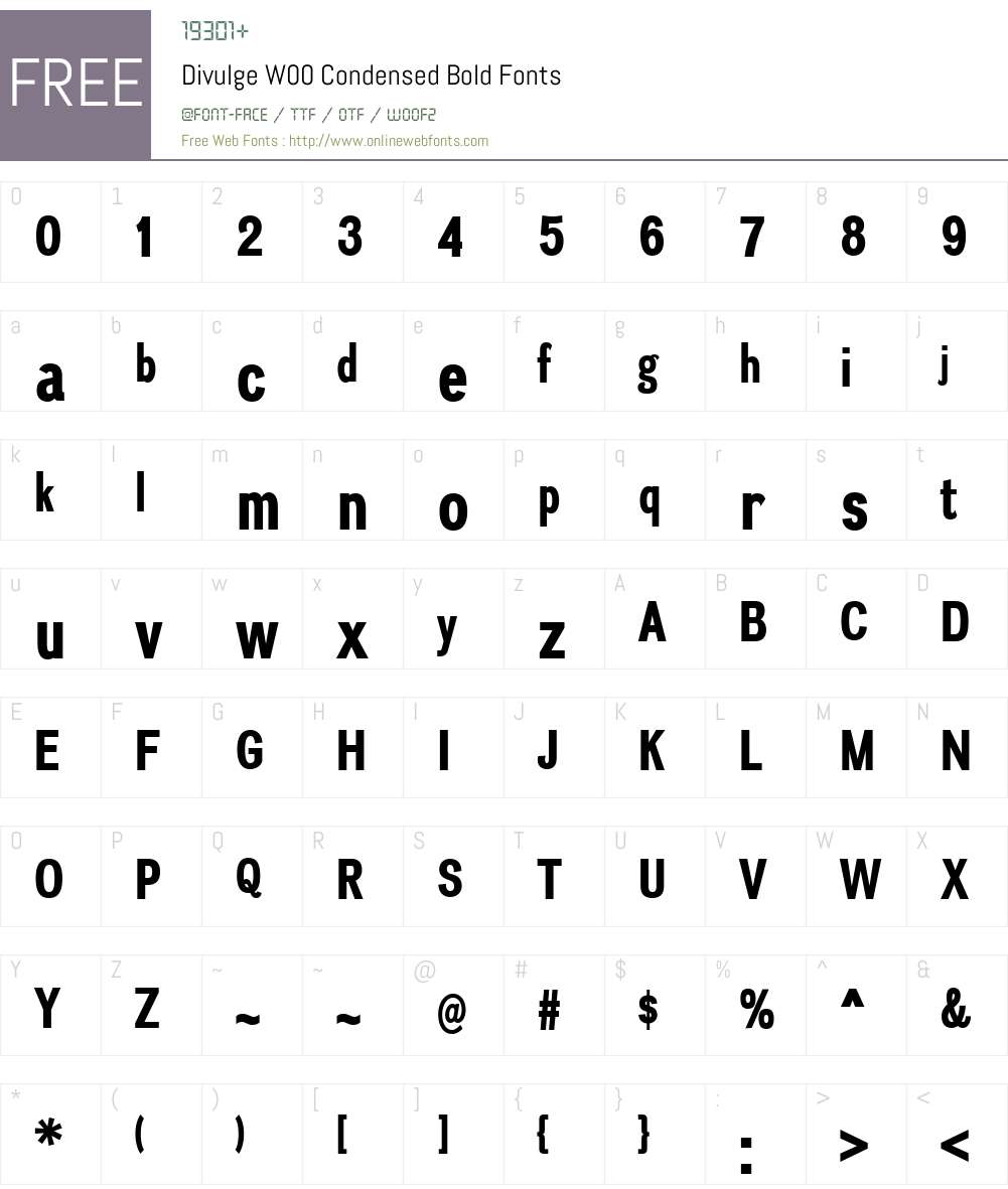 DivulgeW00-CondensedBold Font Screenshots