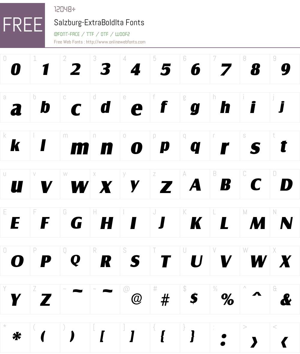 Salzburg-ExtraBoldIta Font Screenshots