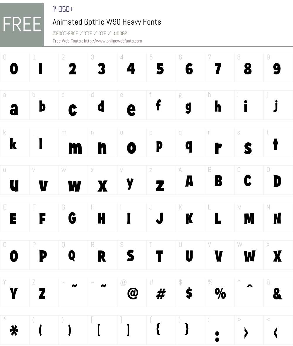 AnimatedGothicW90-Heavy Font Screenshots