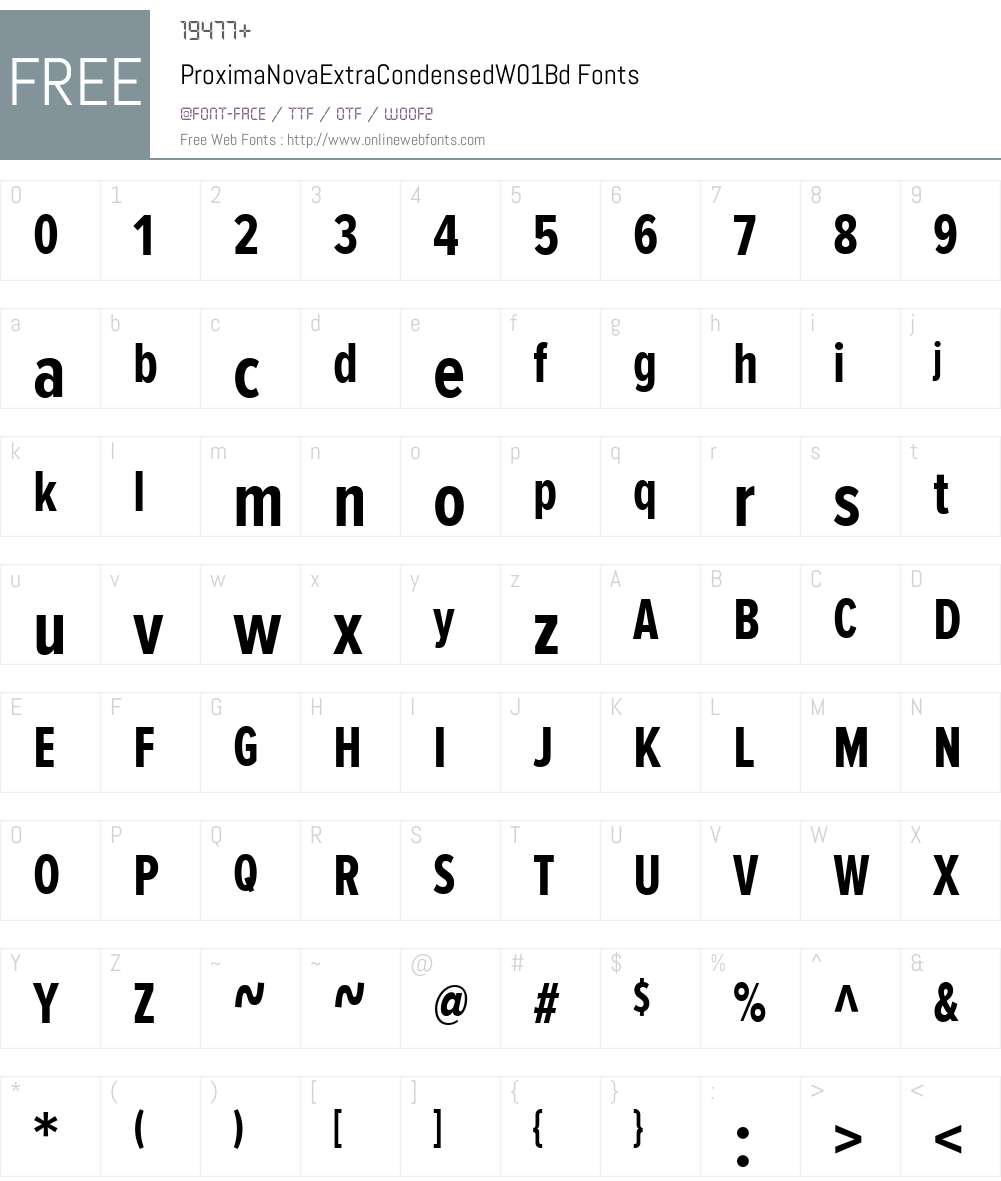 ProximaNovaExtraCondensedW01-Bd Font Screenshots