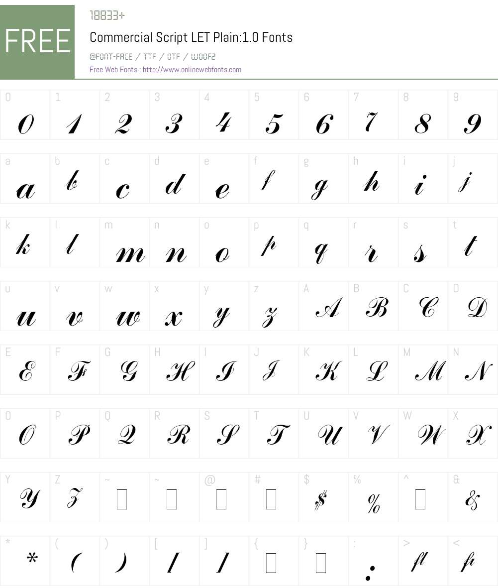 Commercial Script LET Font Screenshots