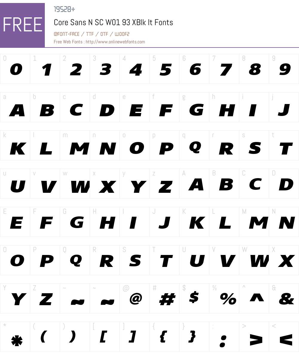 CoreSansNSCW01-93XBlkIt Font Screenshots