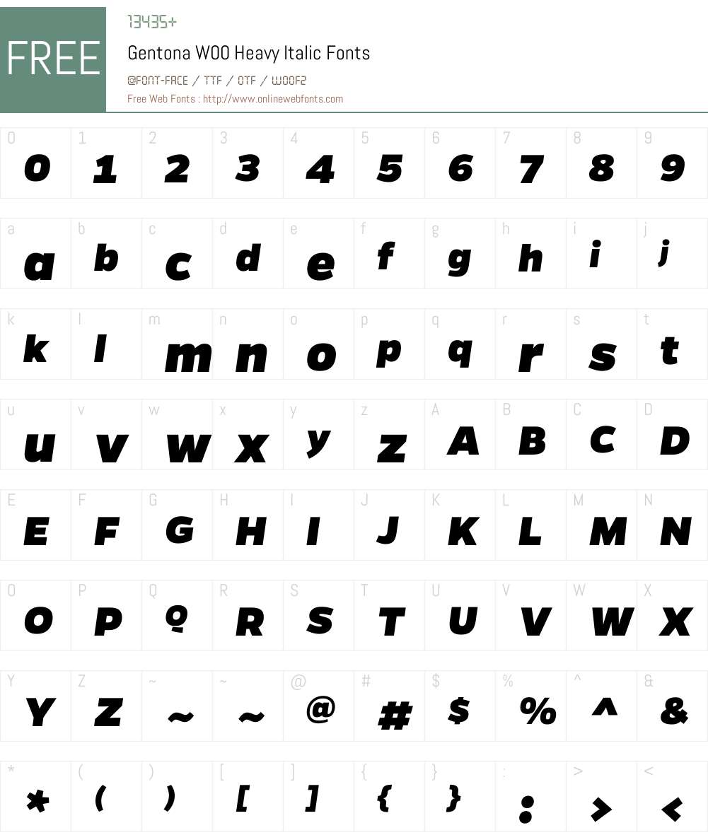 GentonaW00-HeavyItalic Font Screenshots