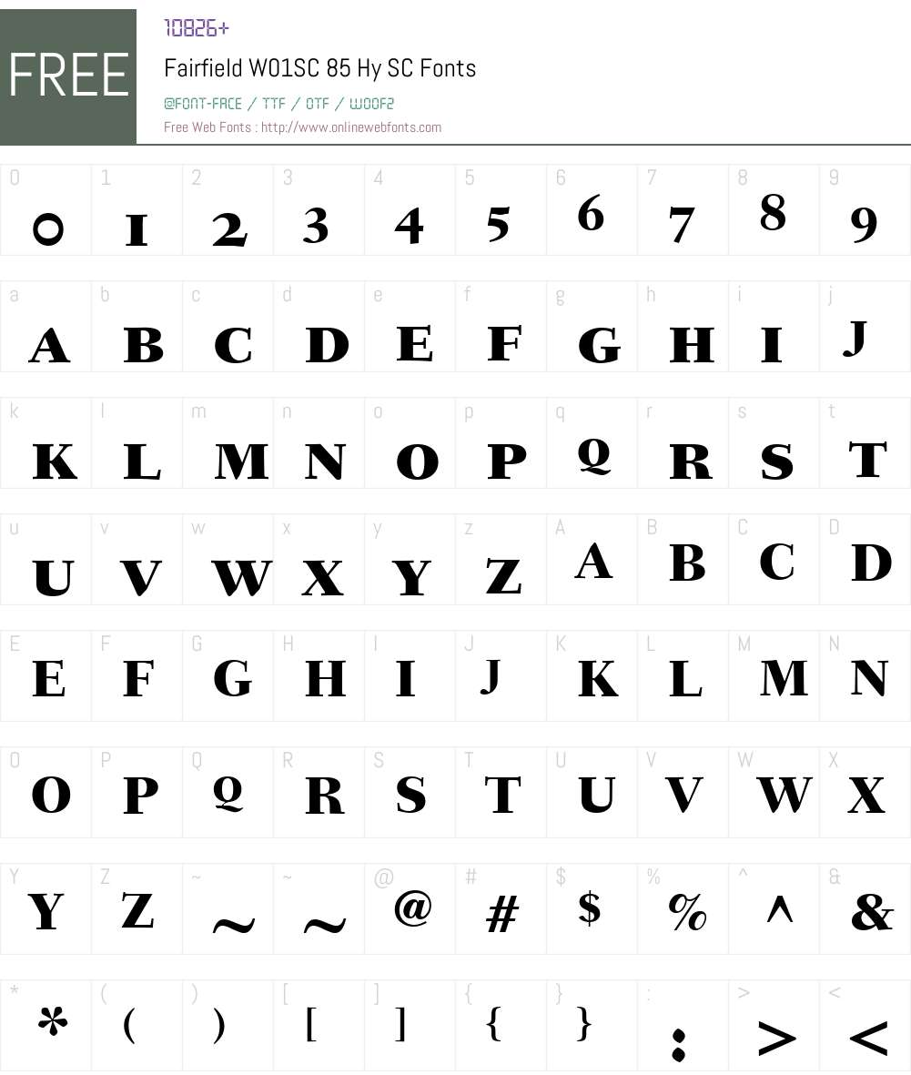 FairfieldW01SC-85HySC Font Screenshots