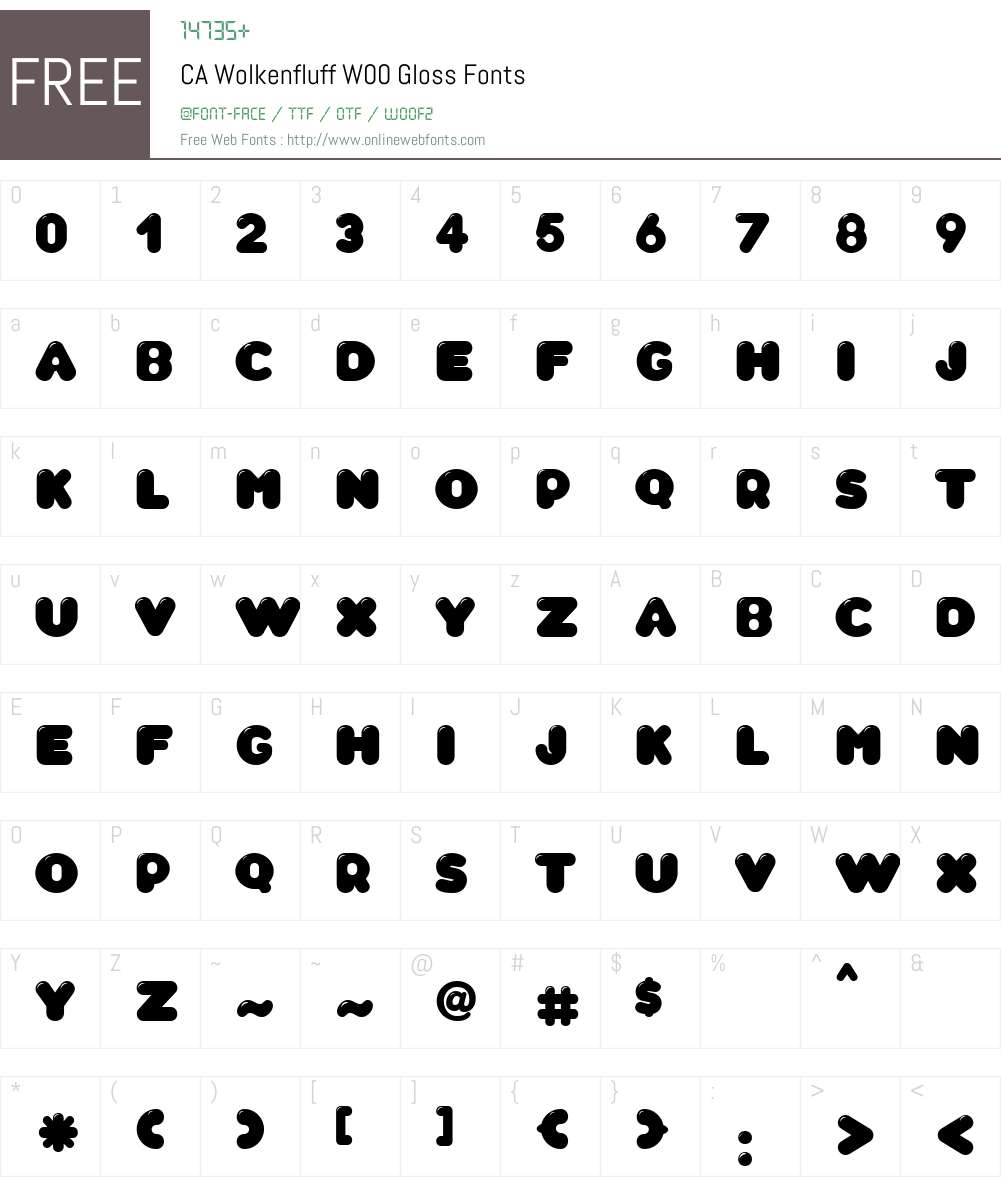 CAWolkenfluffW00-Gloss Font Screenshots