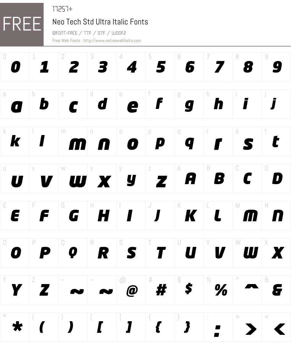 Neo Tech Std Font Screenshots