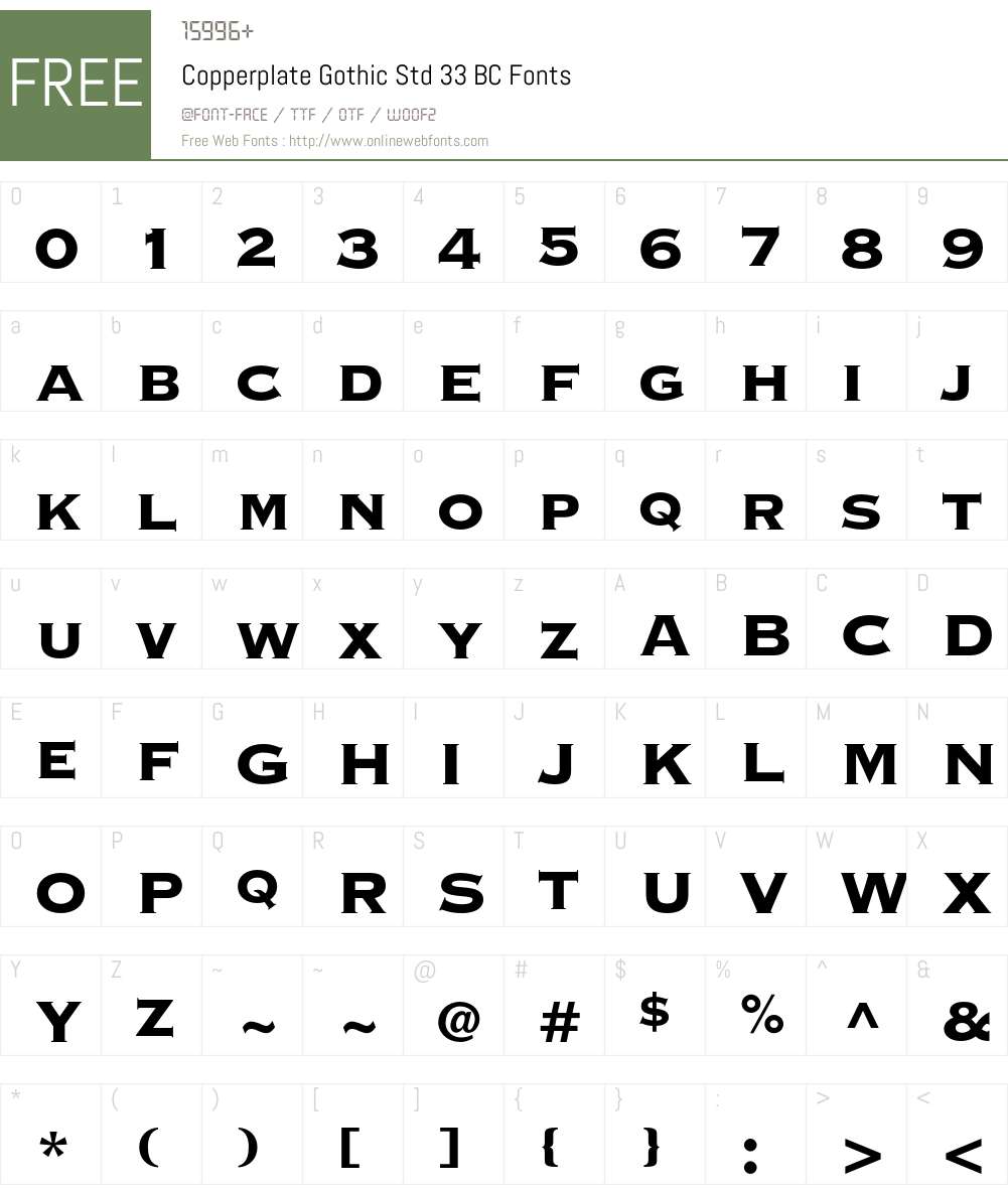 Copperplate Gothic Std Font Screenshots