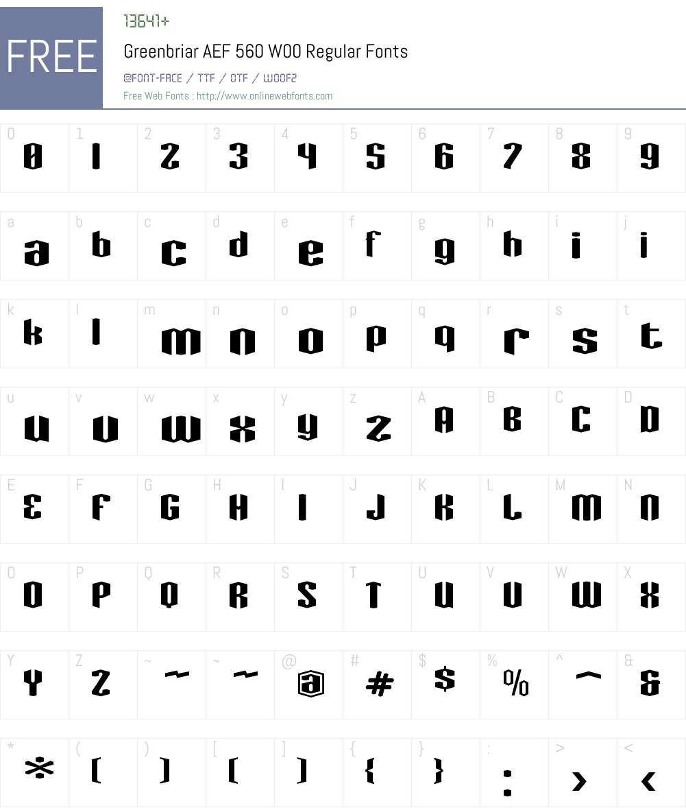 GreenbriarAEF560W00-Regular Font Screenshots