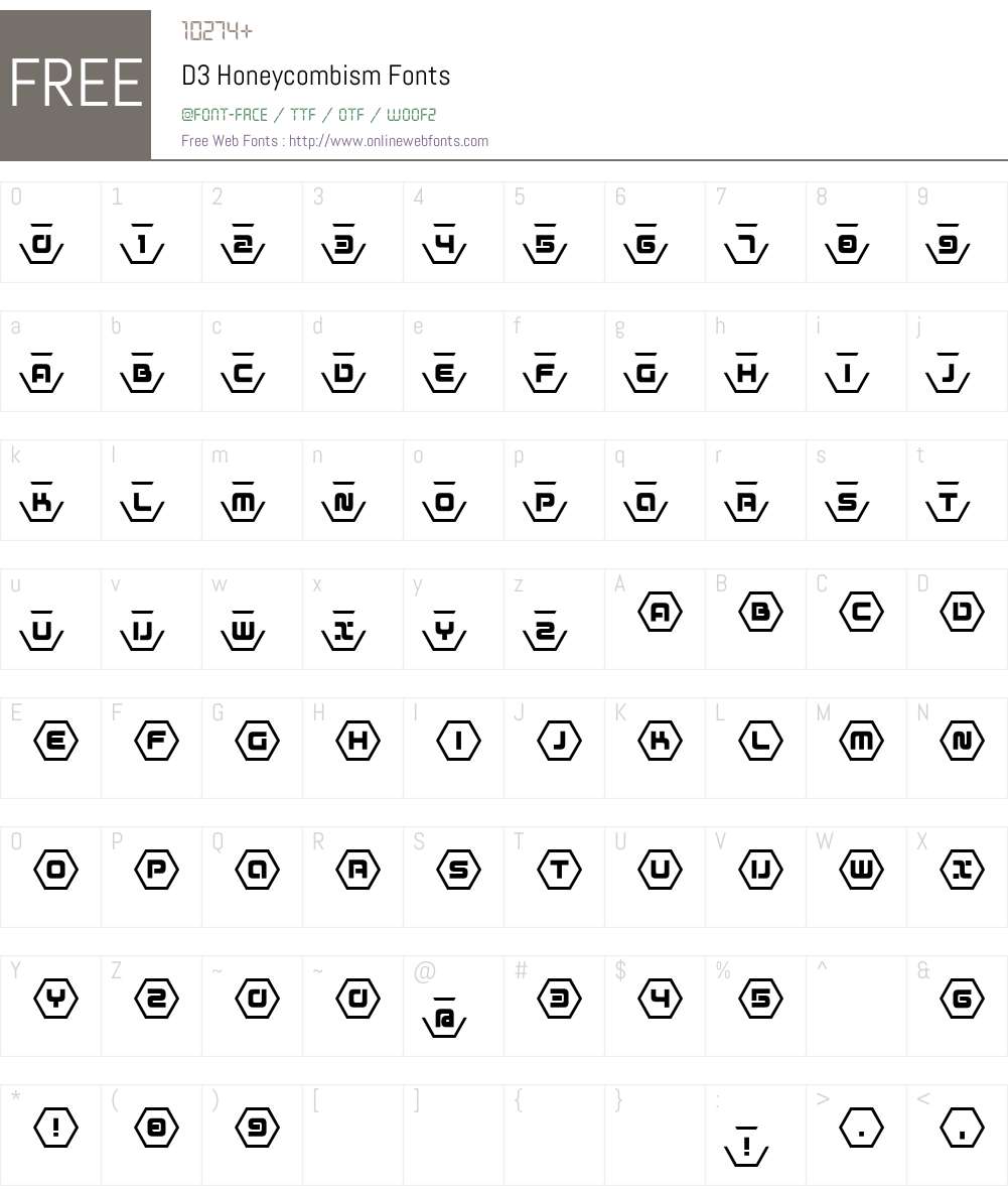 D3 Honeycombism Font Screenshots