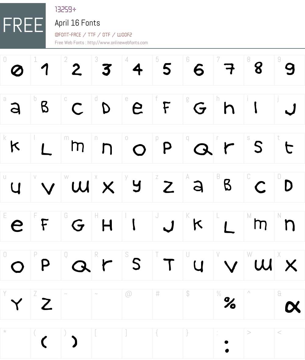 April 16 Font Screenshots