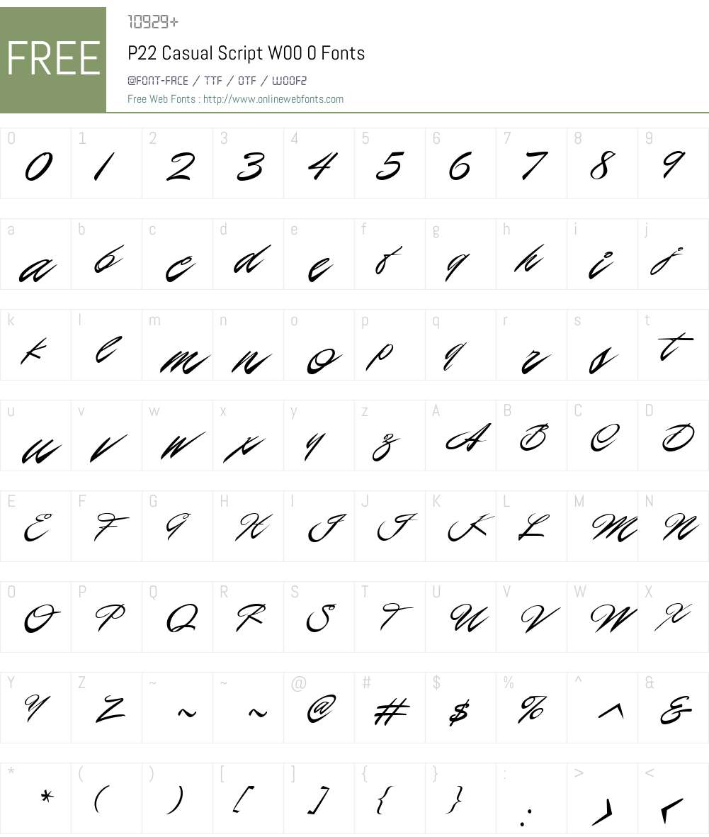 P22CasualScriptW00-0 Font Screenshots