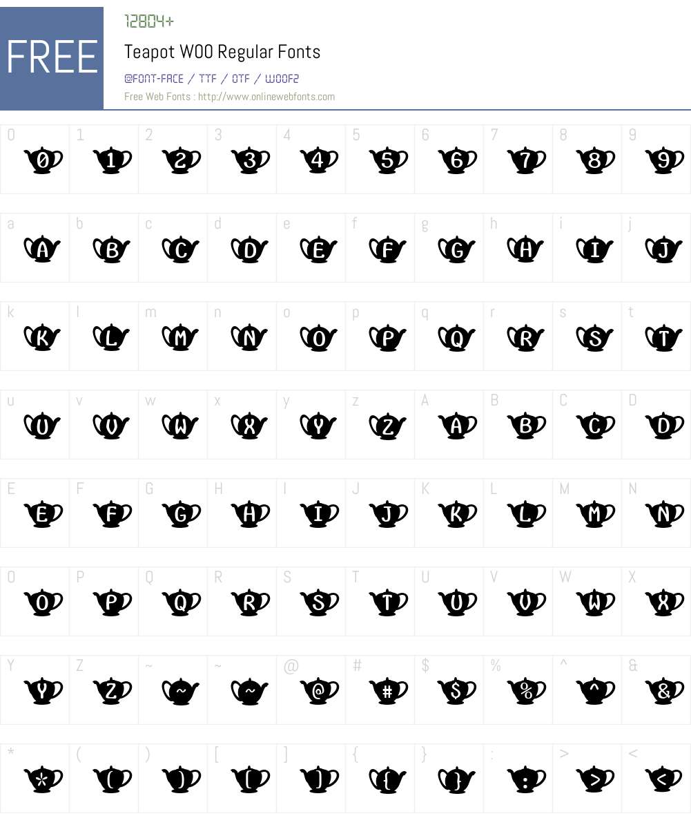 TeapotW00-Regular Font Screenshots