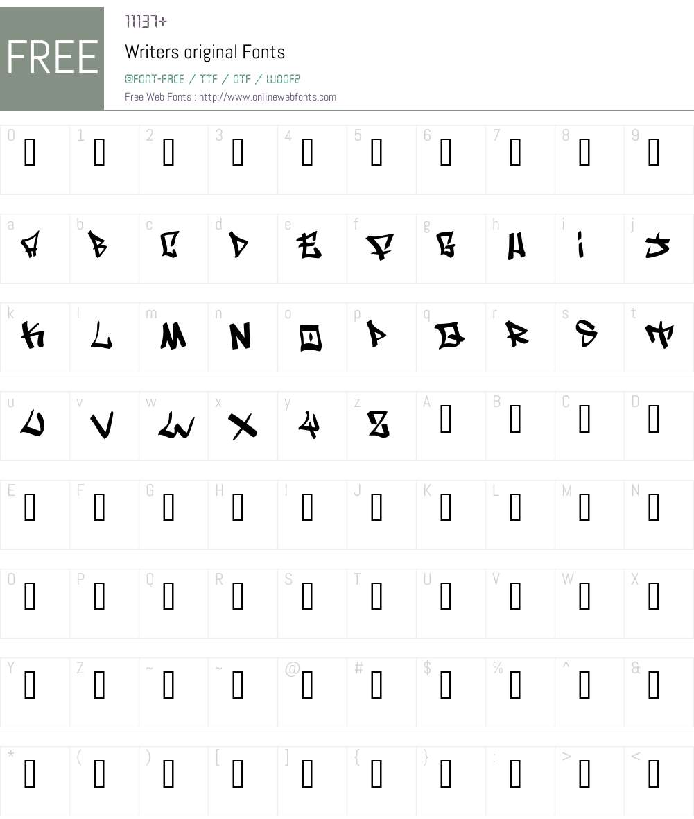 Writers original Font Screenshots