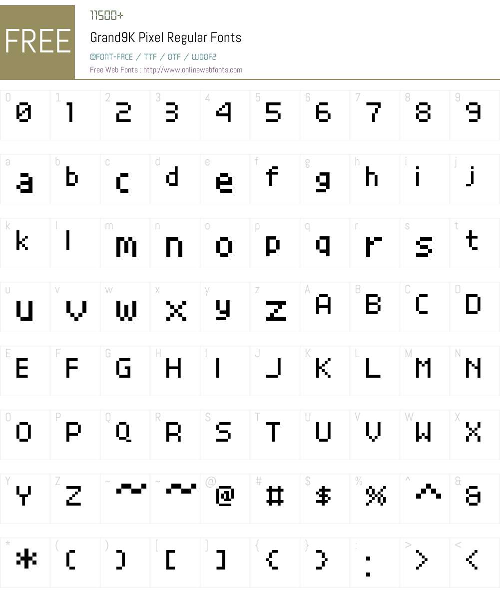 Grand9K Pixel Font Screenshots