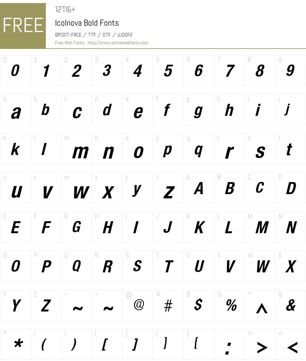 Icolnova Font Screenshots