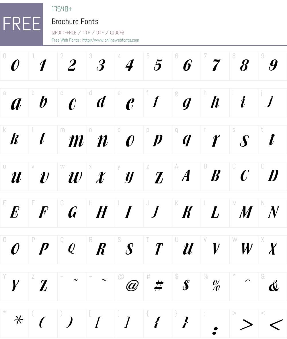 Brochure Font Screenshots