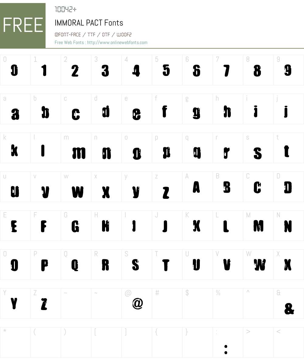 IMMORAL PACT Font Screenshots