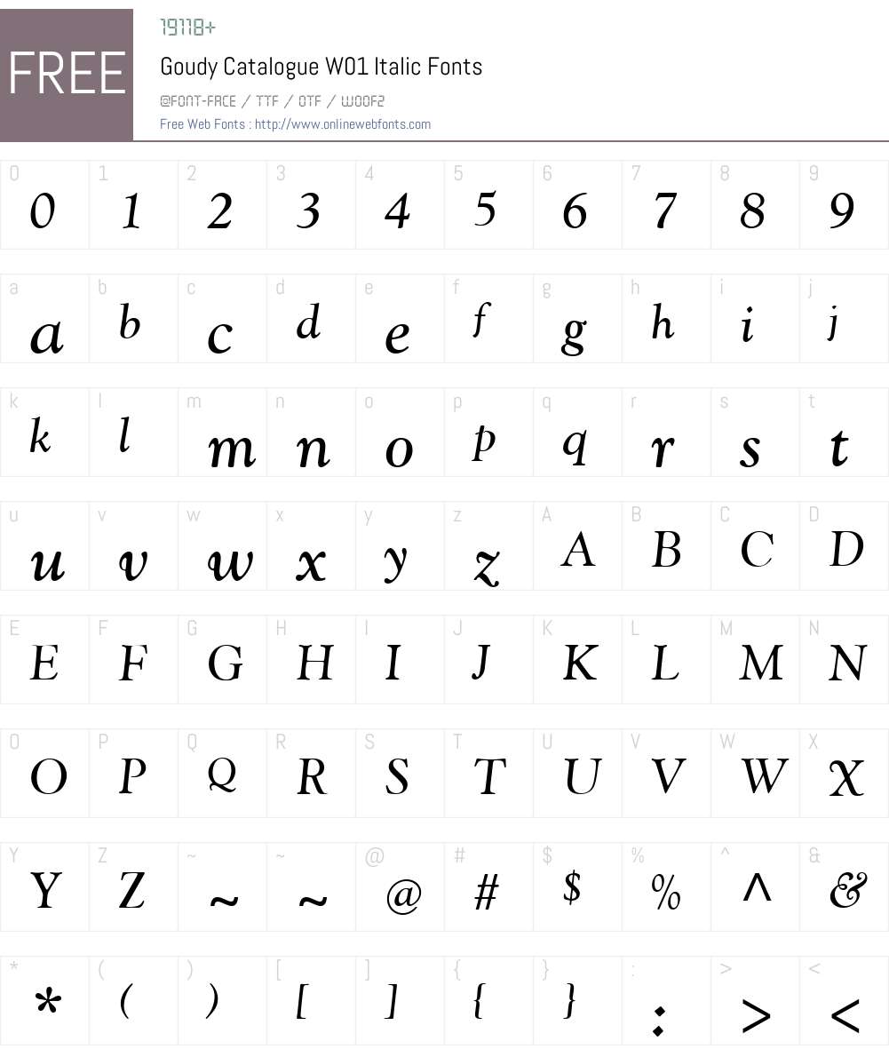 GoudyCatalogueW01-Italic Font Screenshots