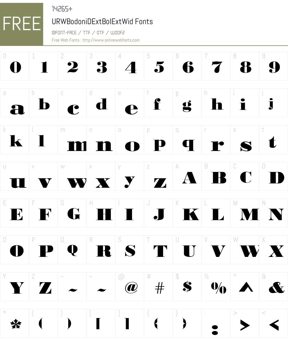 URWBodoniDExtBolExtWid Font Screenshots