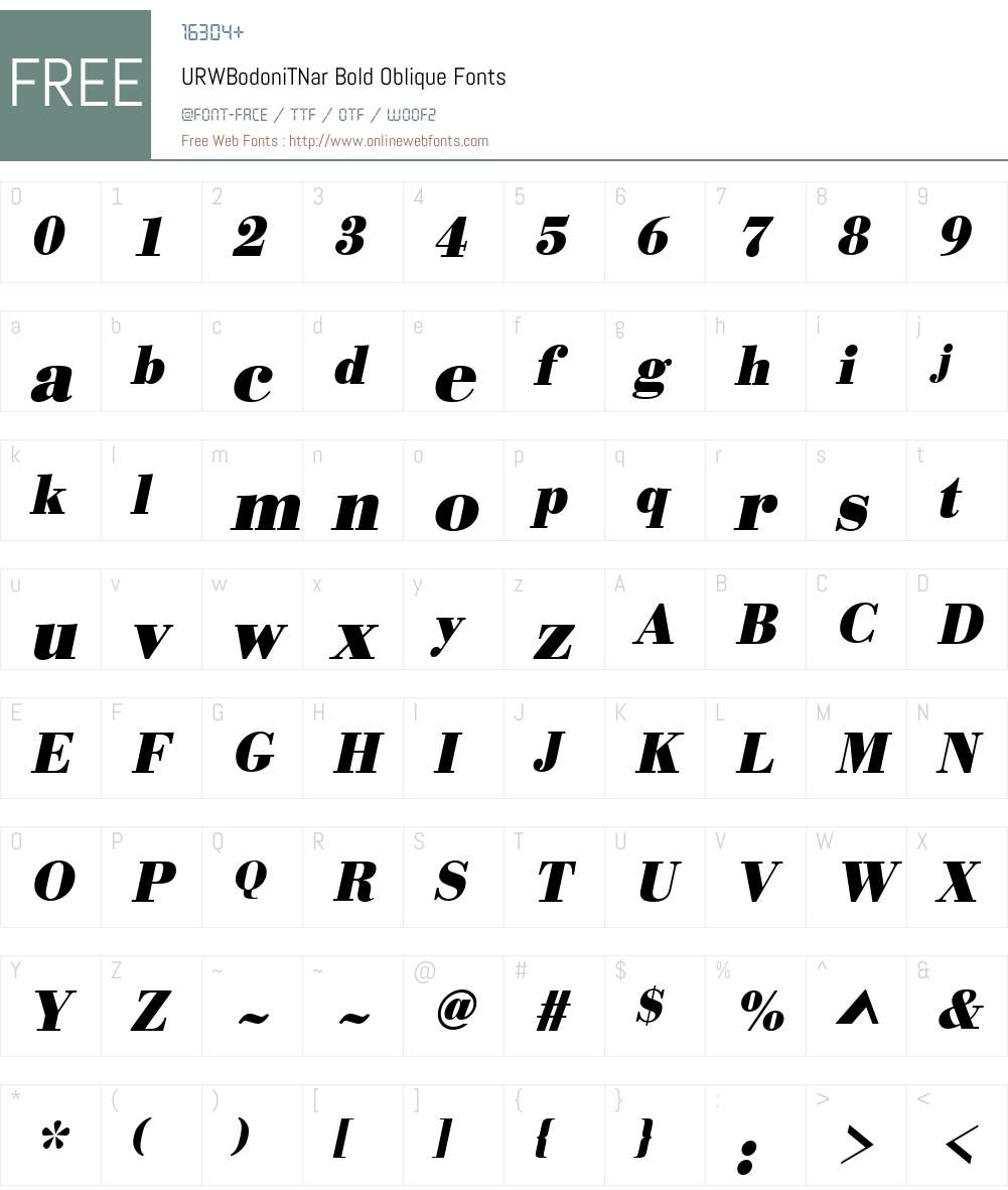 URWBodoniTNar Font Screenshots