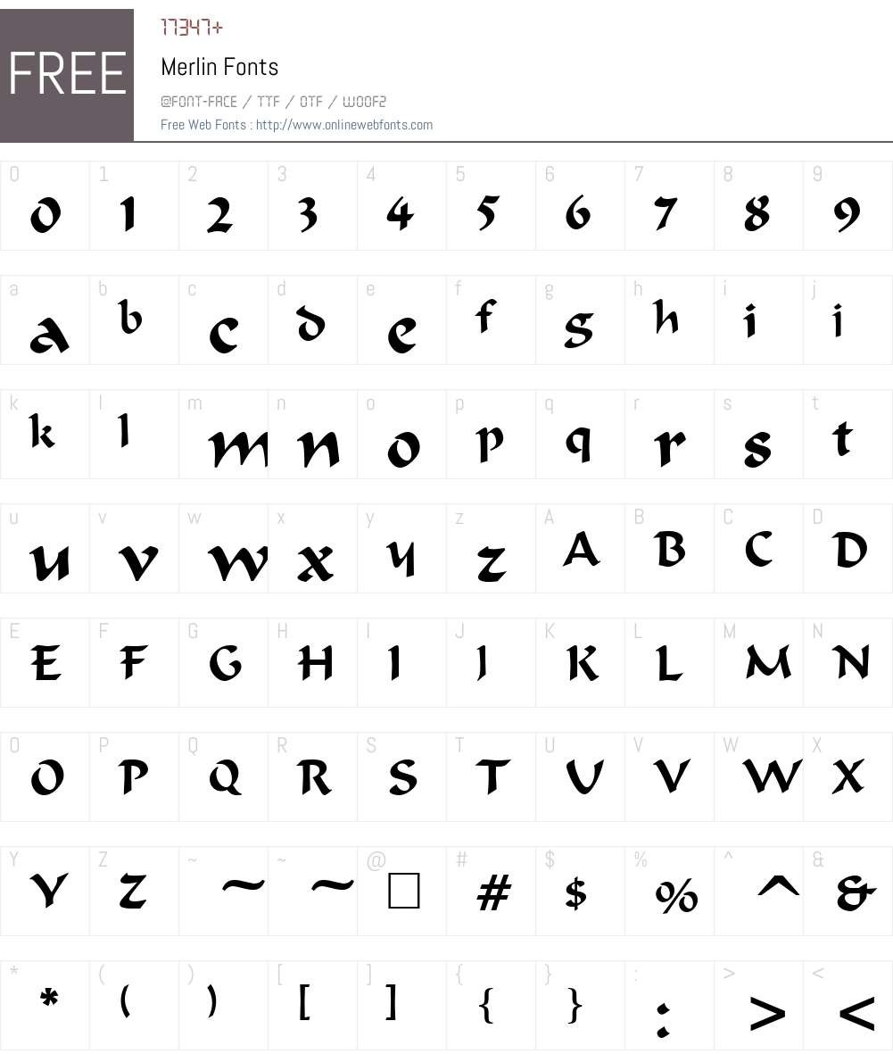 Merlin Font Screenshots