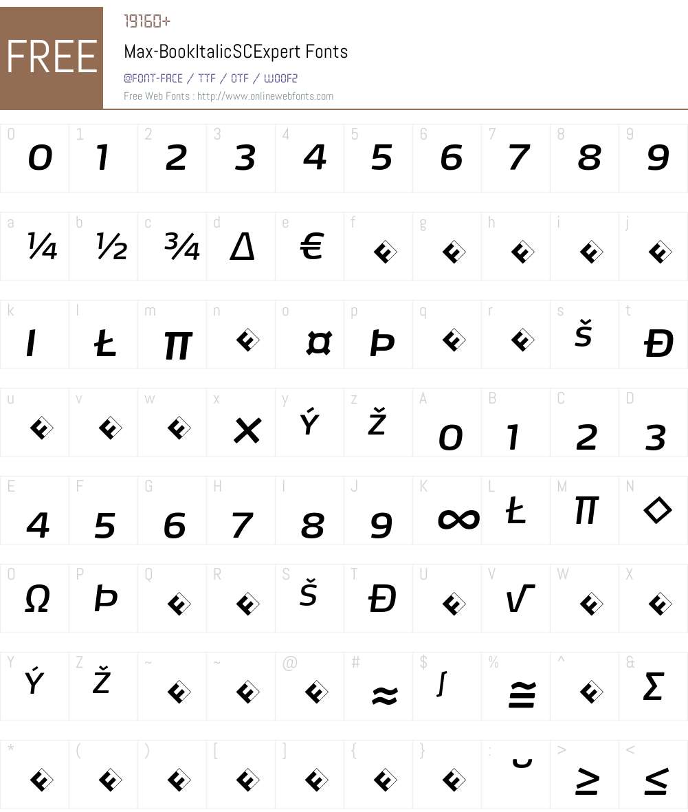 Max-BookItalicSCExpert Font Screenshots