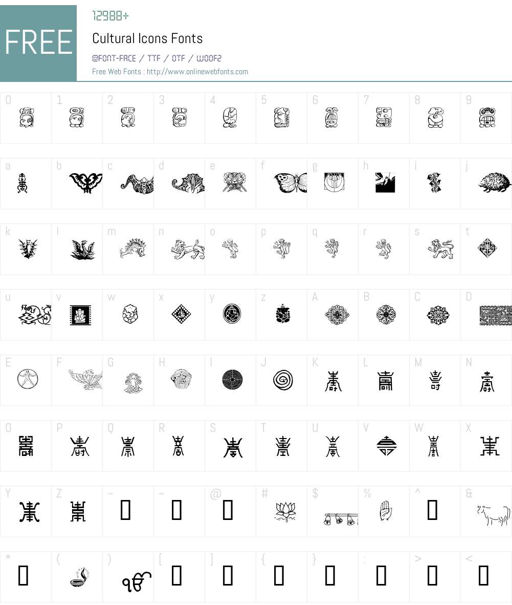 Cultural Icons Font Screenshots