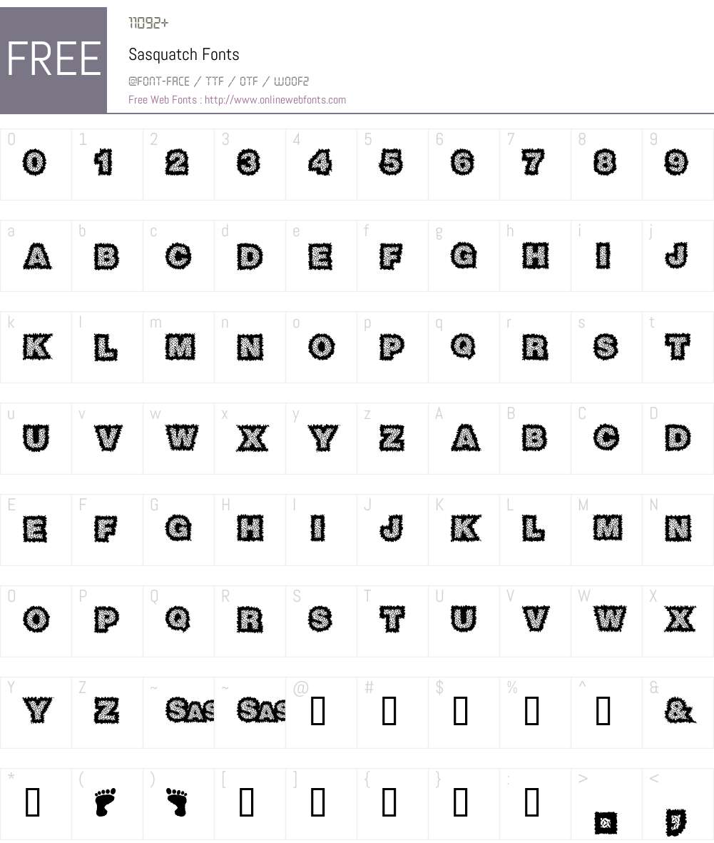 Sasquatch Font Screenshots