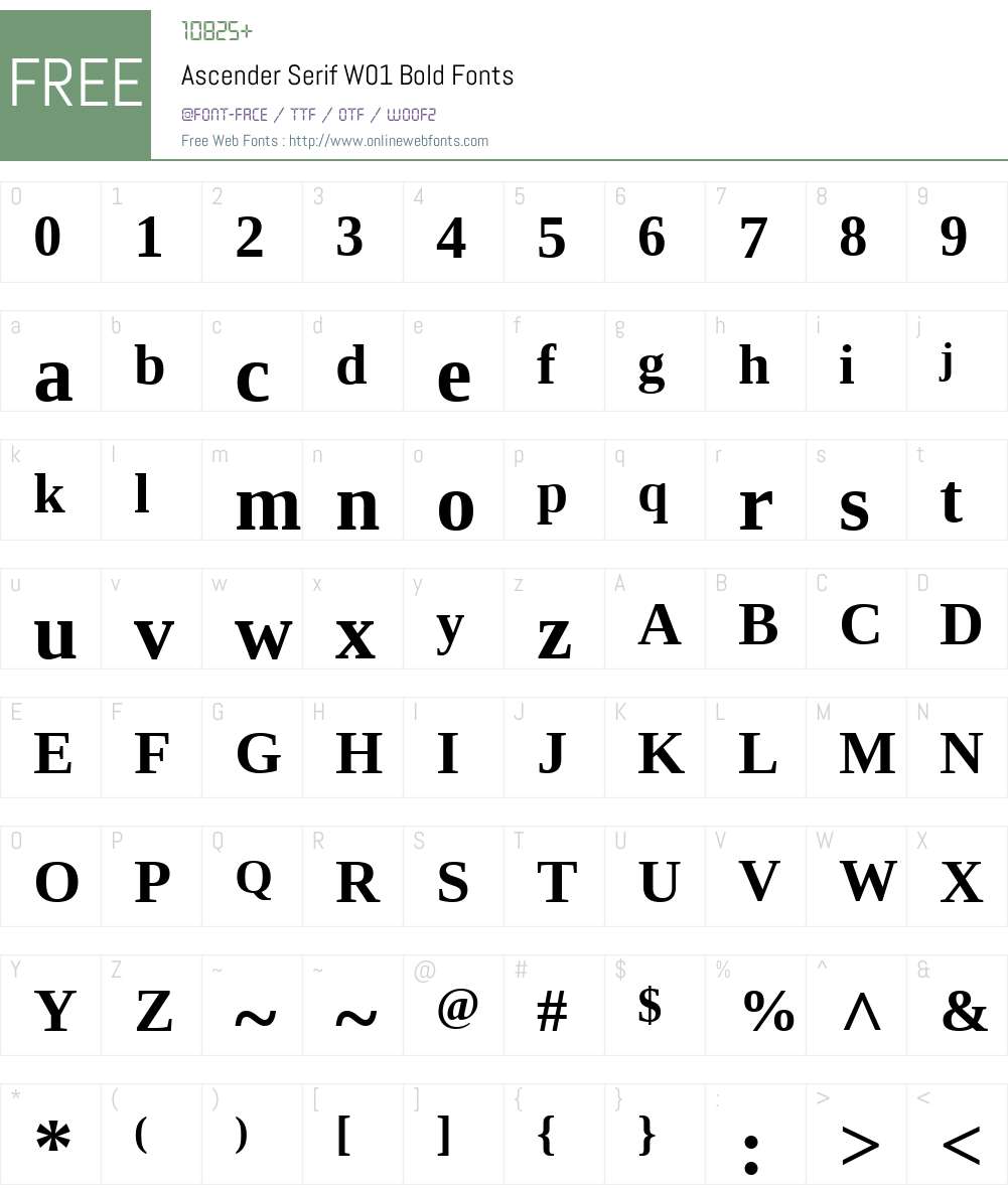 AscenderSerifW01-Bold Font Screenshots