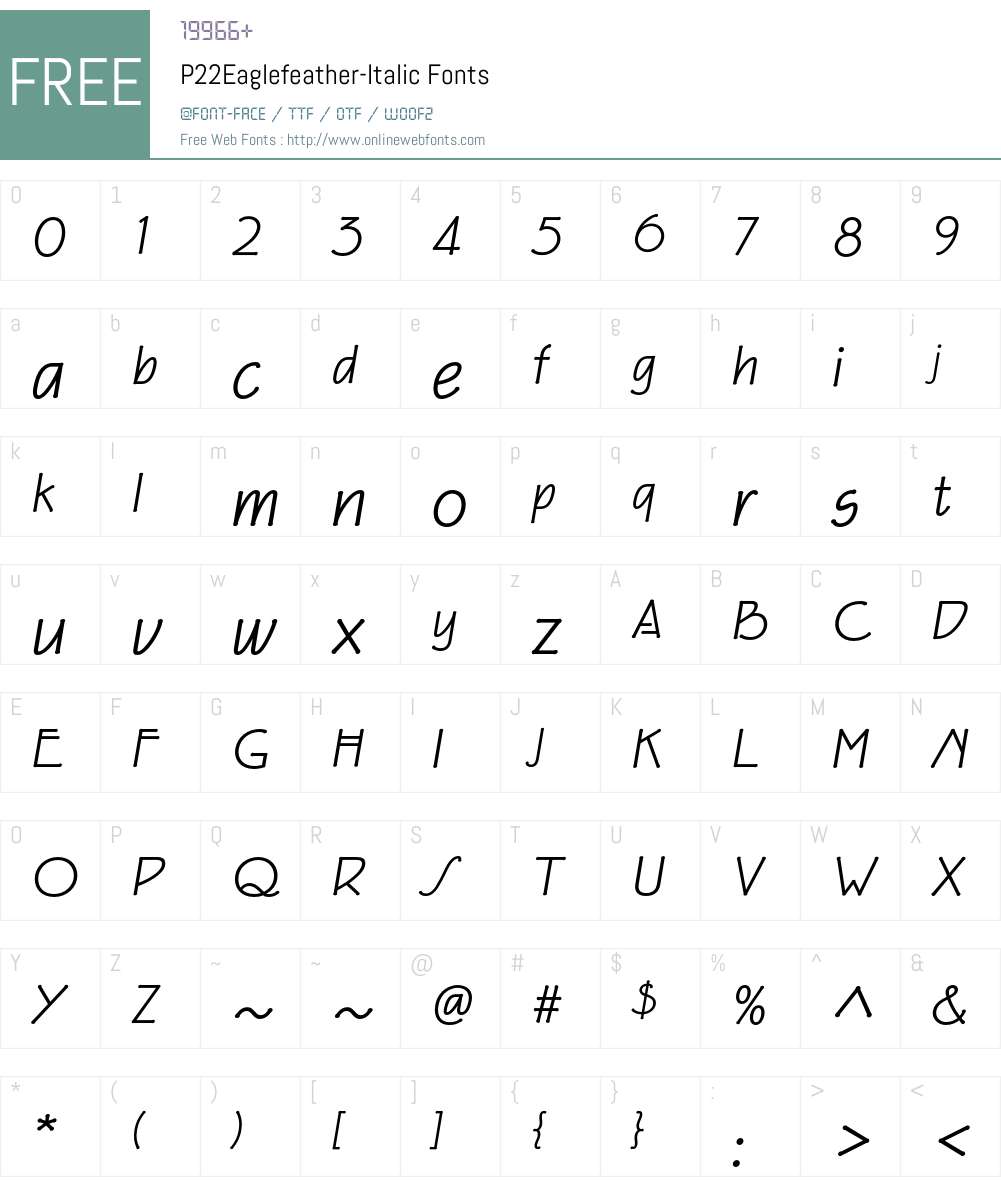 P22Eaglefeather Font Screenshots