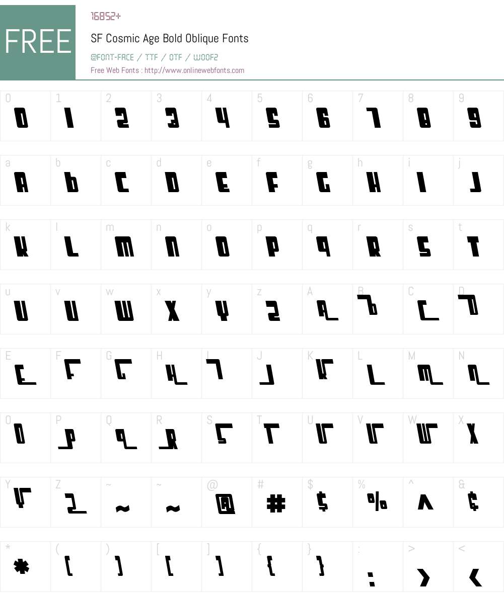 SF Cosmic Age Font Screenshots
