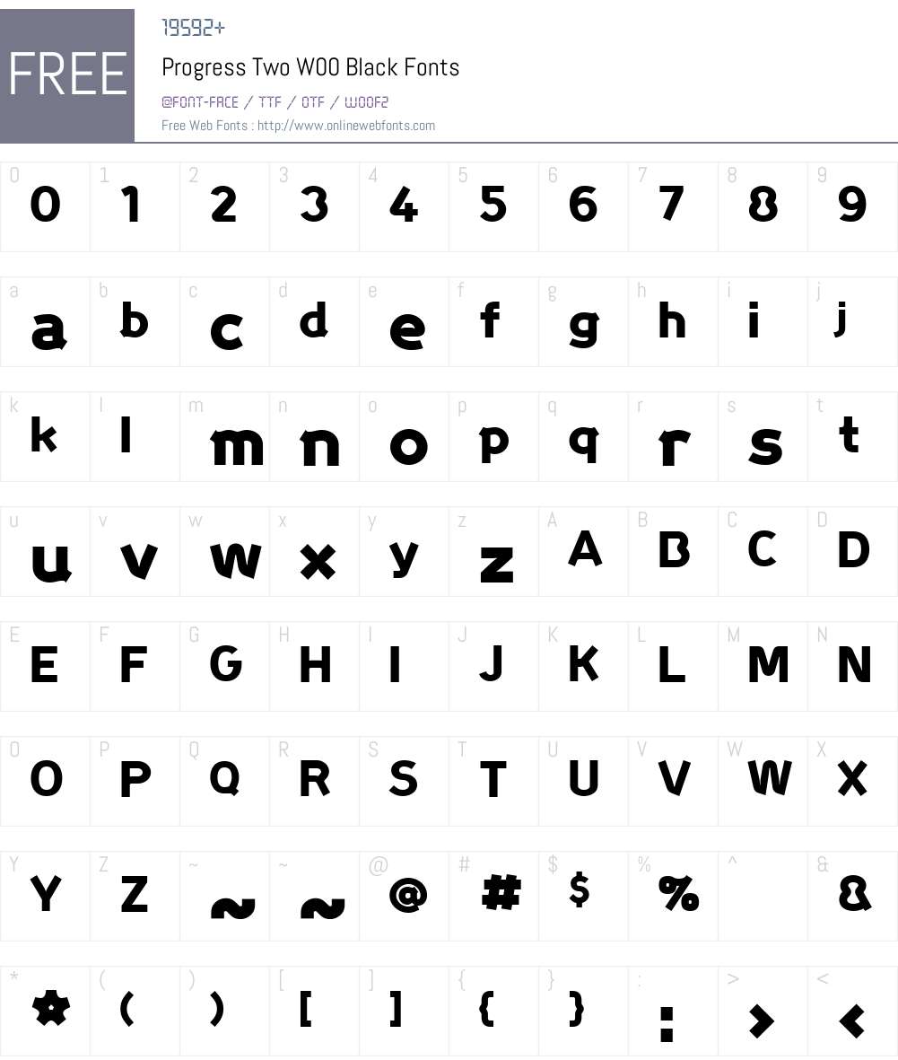 Progress Two Font Screenshots