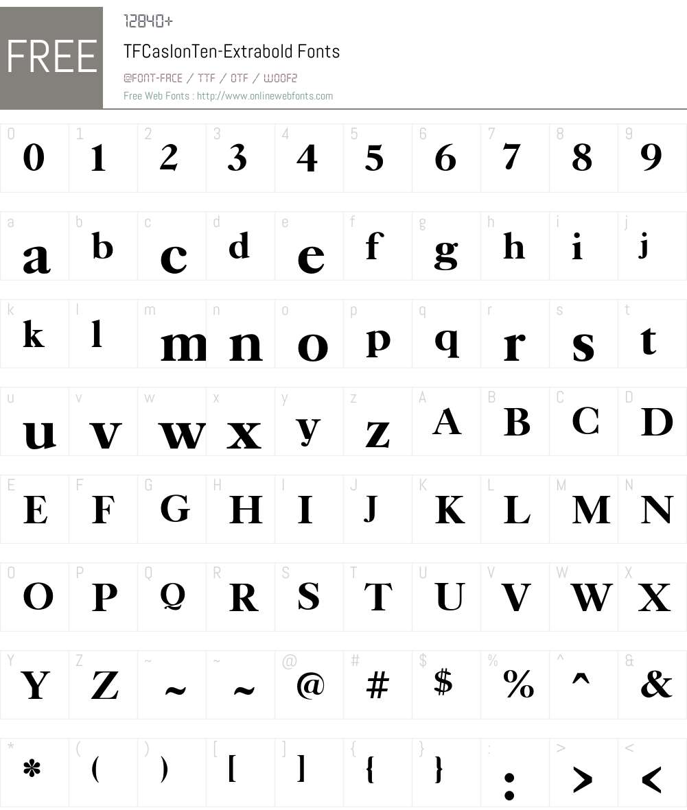 TFCaslonTen Font Screenshots