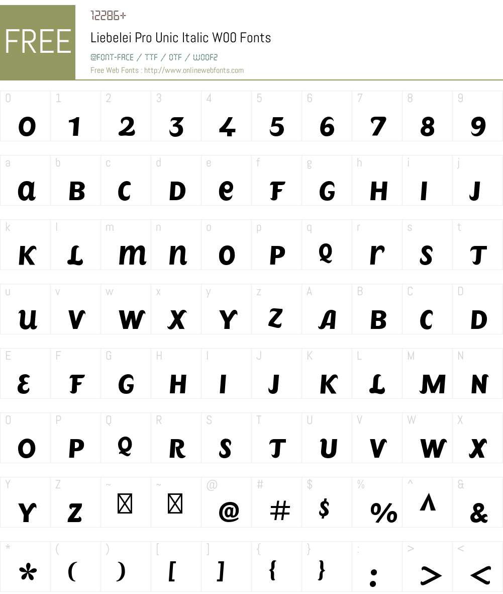 LiebeleiProUnicItalicW00-Rg Font Screenshots