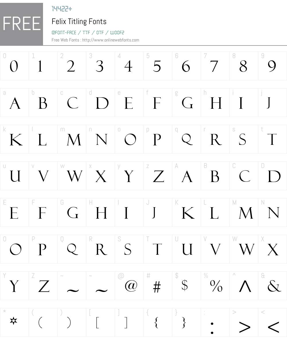 Felix Titling Font Screenshots